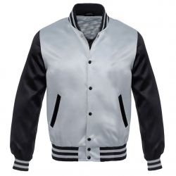 Varsity Satin jacket Silver-Black